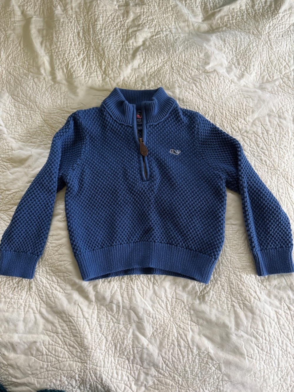 Vineyard Vines Navy Textured Half-Zip Pullover